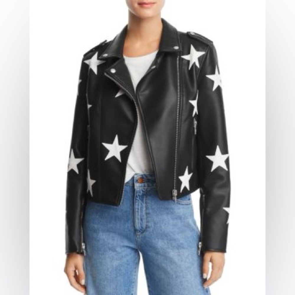 Blank NYC Black Faux Leather Moto Jacket with Silver Hardware
